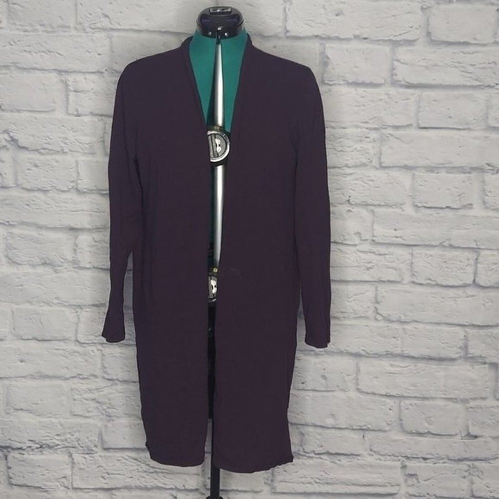 EILEEN Fisher Womens Purple open front cardigan Size L